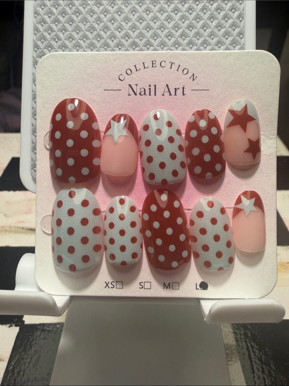 Nail Art Red Polka Dot & Star Press-On Nail Set